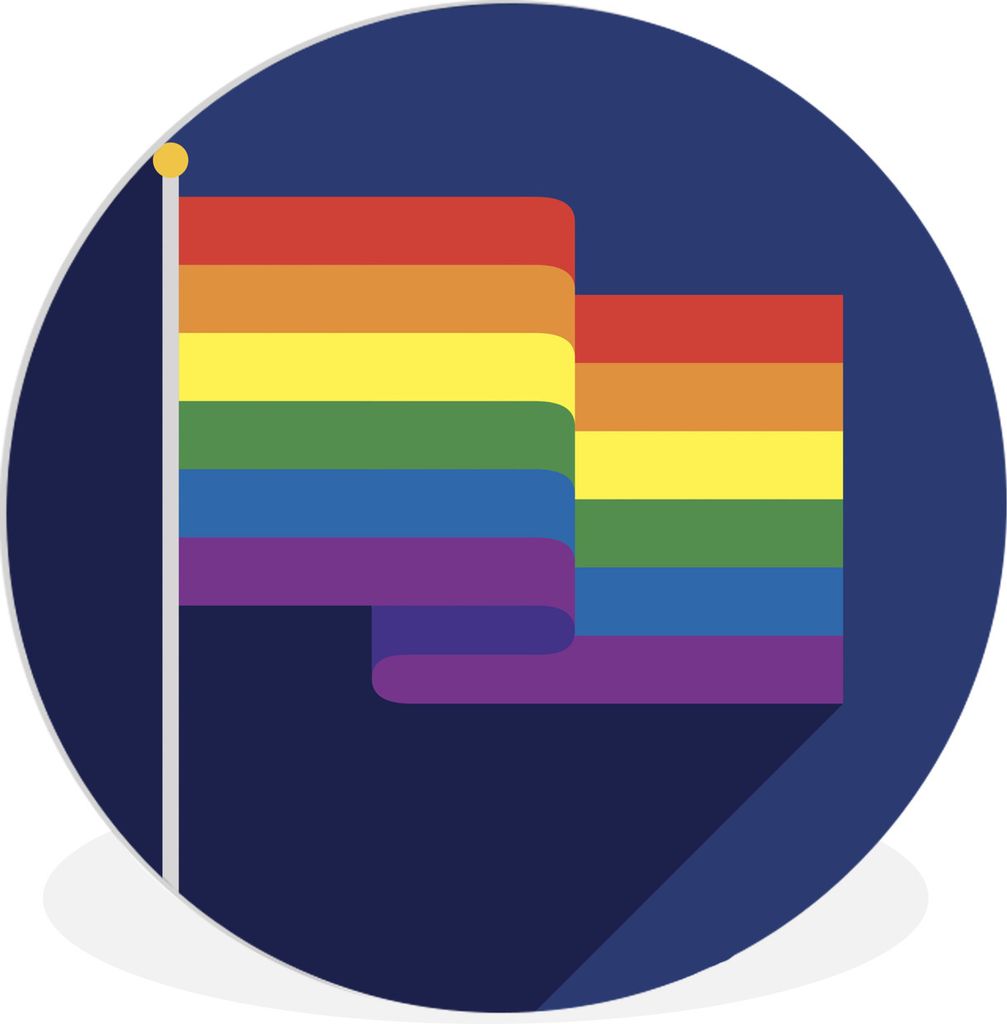 MuchoWow Rundes Wandbild - Runde Bilder Kinder Illustration Regenbogenflagge auf dunklem Hintergrund Ø 60 cm Kreis Wanddekoration Kunststoff - W...