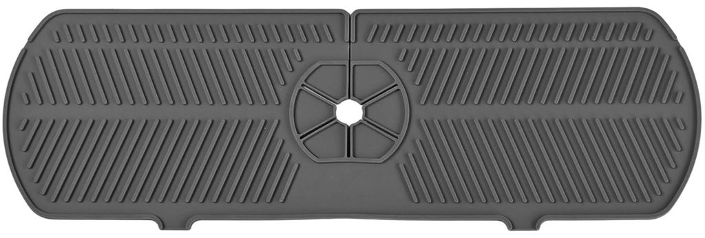 Abtropfmatte für die Spüle, 45 x 14 cm, schnelltrocknender Silikon-Spritzschutz für die Spüle, rutschfester Küchenorganizer, grau