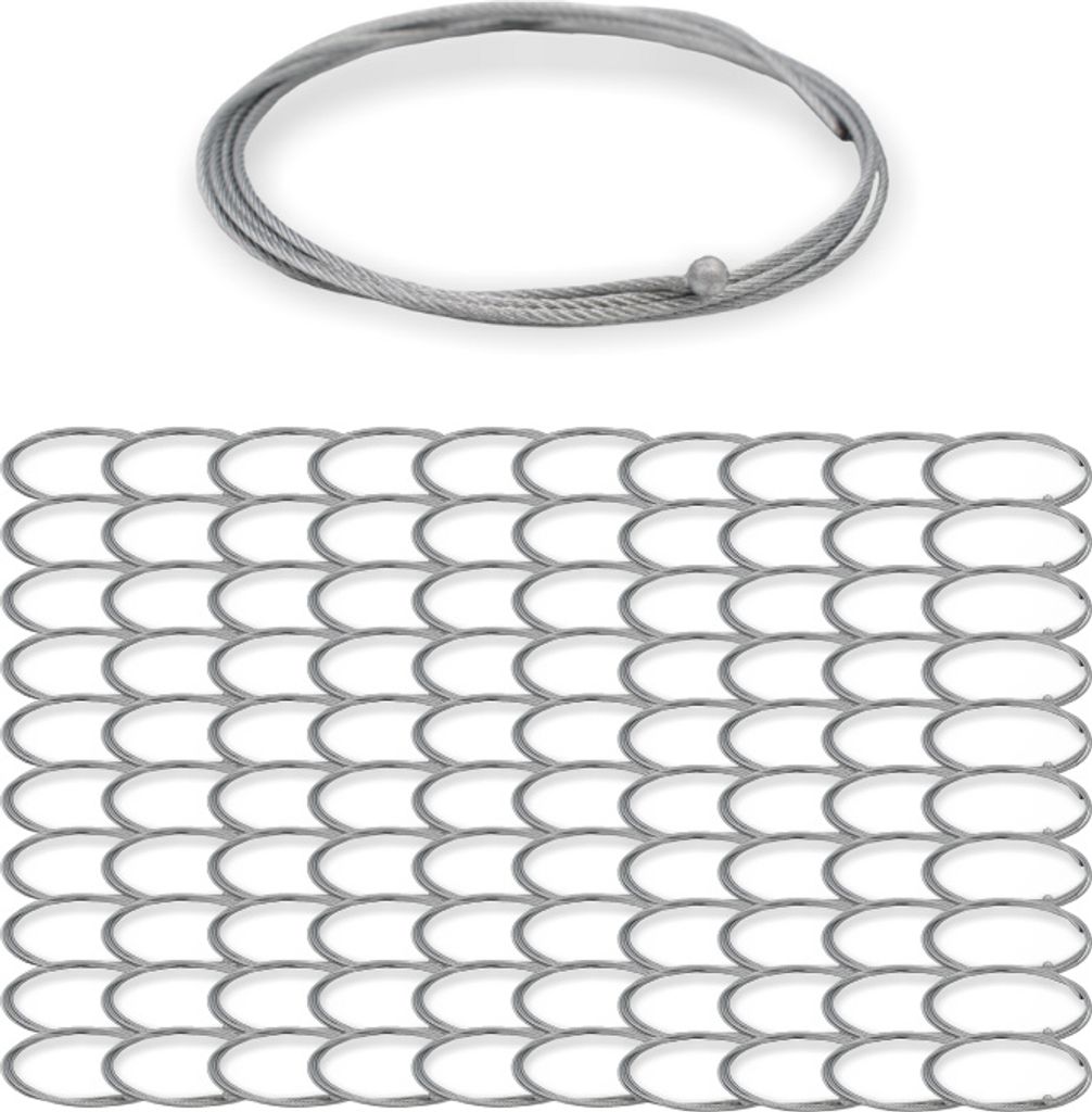 100x Drahtseil Ø 1,5 mm, 7x7 mit Kugelnippel Ø 4,5 / 5,0 mm, Stahl verzinkt | Länge 300 mm