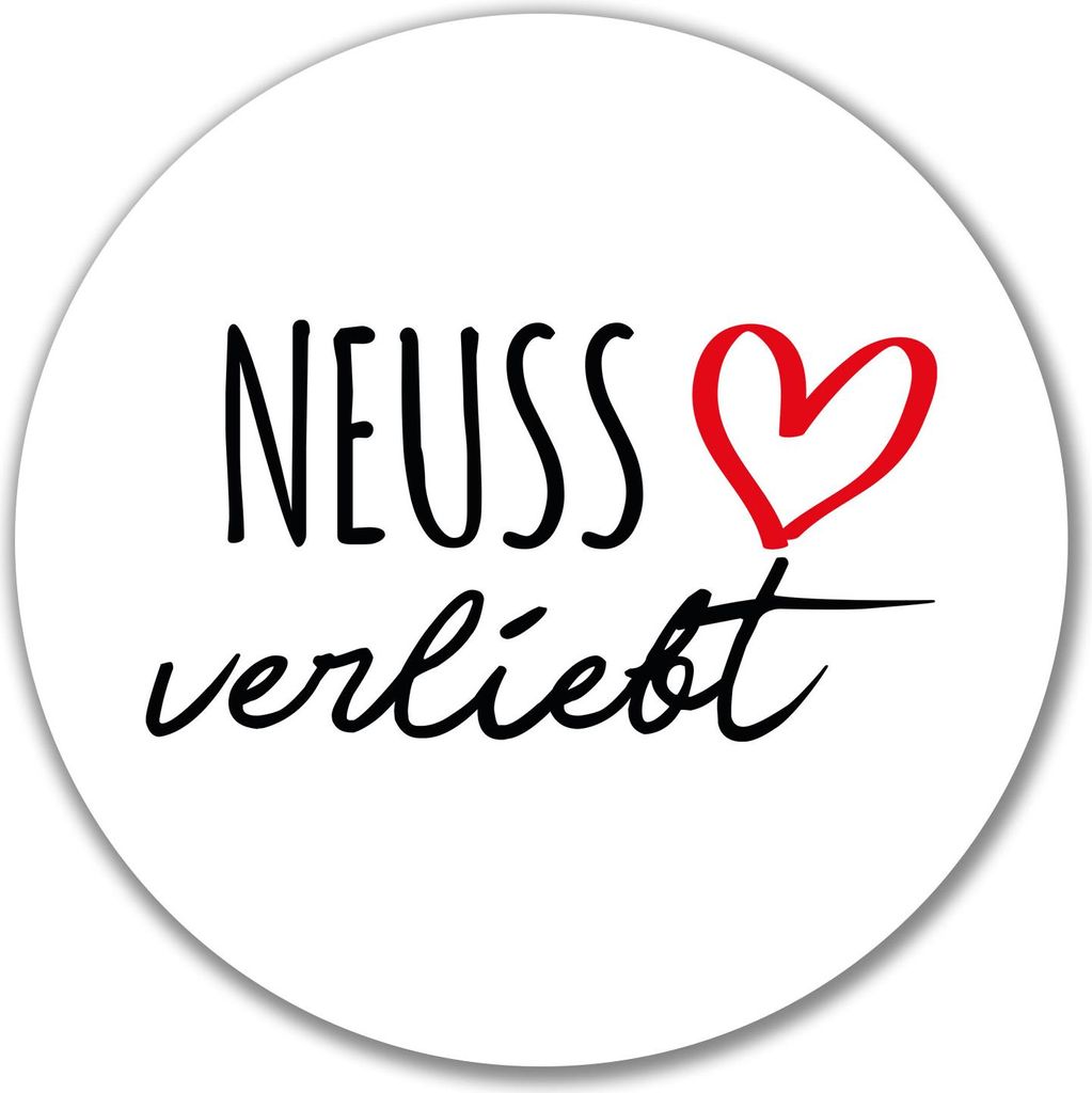 Huuraa Aufkleber Neuss verliebt 10cm rund Sticker Geschenkidee