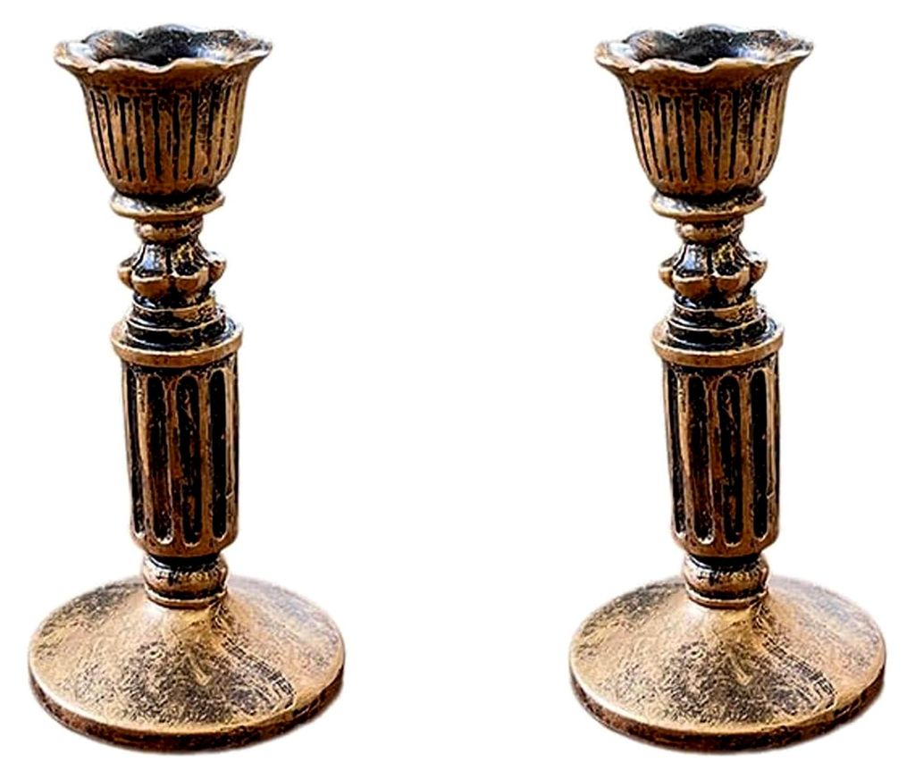 2 Stück Vintage Kerzenständer für Stabkerzen aus Messing, Tischdekoration für Weihnachten, Hochzeiten, Kamine und Wohnkultur