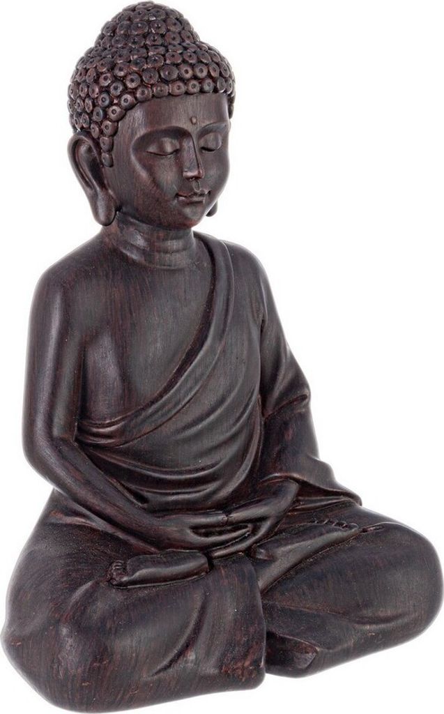 Deko Statue Buddha Polyesterharz Schwarz