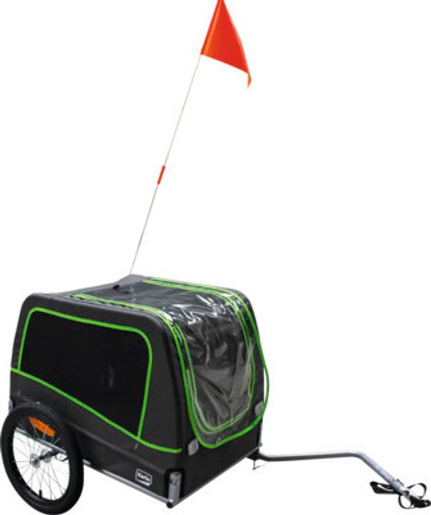 Fahrradanhänger Karlie GO ca. 142 x 70 x 79 cm, Kabine ca. 76 x 53 x 54 cm, für Hunde bis 30 kg grau/grün