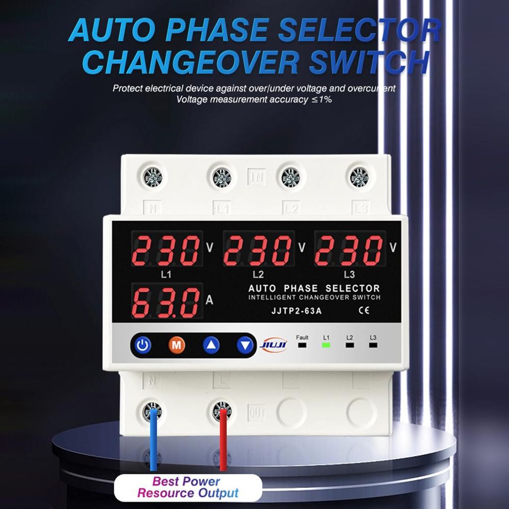 Multifunktionaler mikrocontrollerbasierter 3P-Schutzschalter Digitale Spannungs-Strom-Anzeige Einstellbare Spannungs-Schutzgeräte-Schutzwerte Eins...