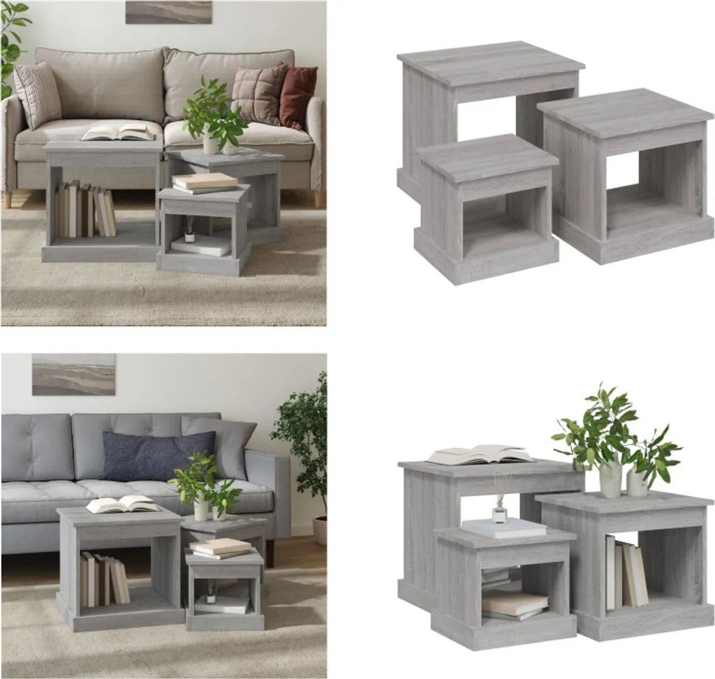 vidaXL Tavolini 3 pz. Materiale a base di legno Sonoma grigio - Tavolino - Tavolini - Tavolino - Tavoli laterali