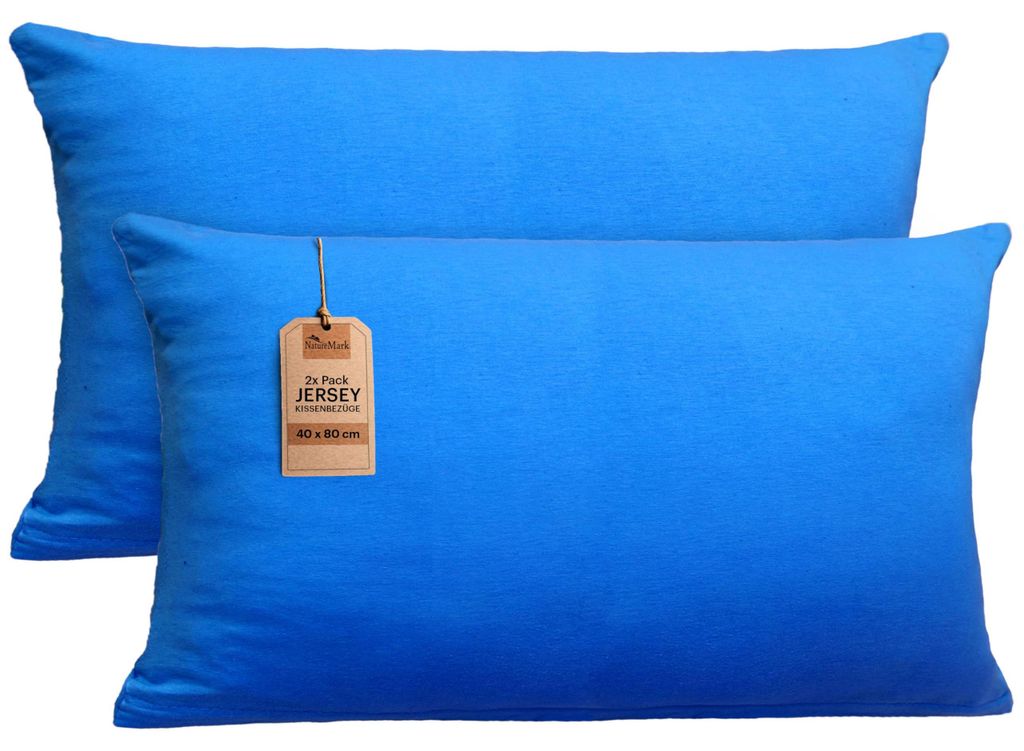 set di 2 copricuscini 100% cotone 40x80 cm blu reale Immagine del prodotto 