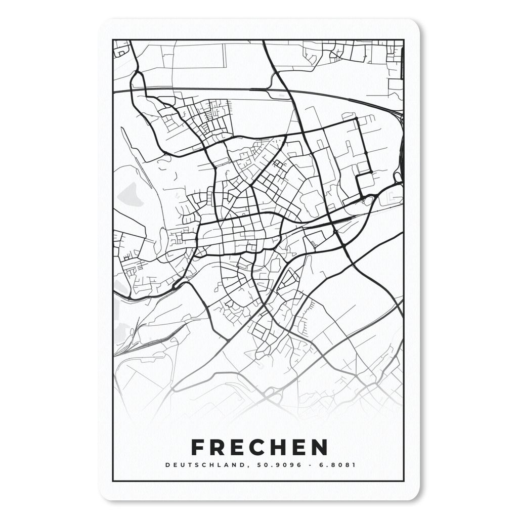 MuchoWow Mauspad Mousepad Karte - Frechen - Stadtplan 40x60 cm - Mousepads - Maus Mat - Pad - Mausunterlage - Schreibtisch Accesoire