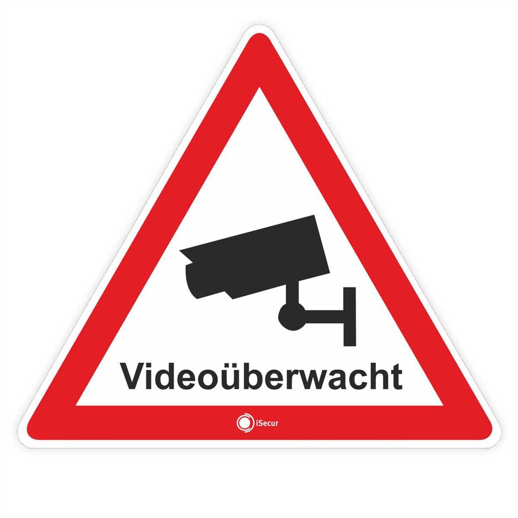 3er Set innenklebende Hinweis-Aufkleber "Videoüberwacht" I Höhe 8 cm I hin_470