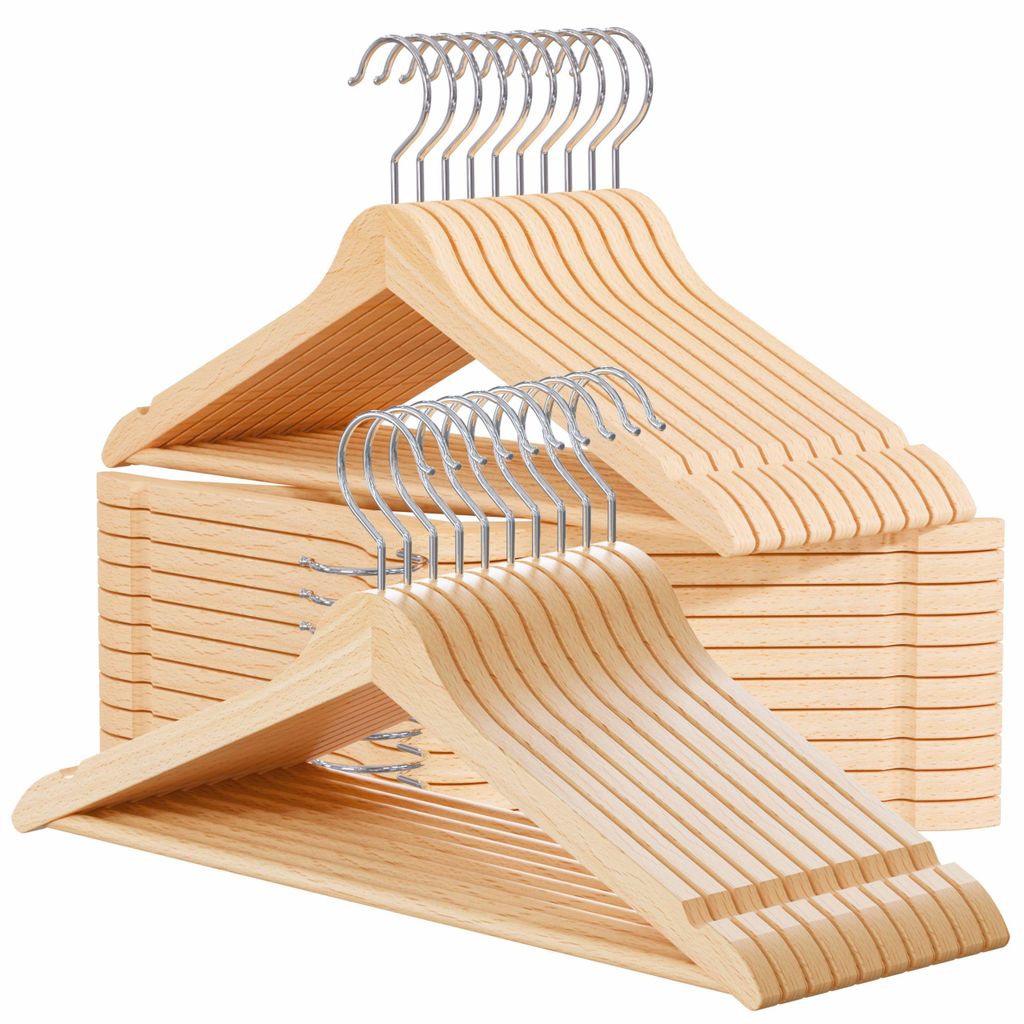 OGIVO Kleiderbügel Holz, 30 stück Holzbügel Garderobenbügel Produktbild 