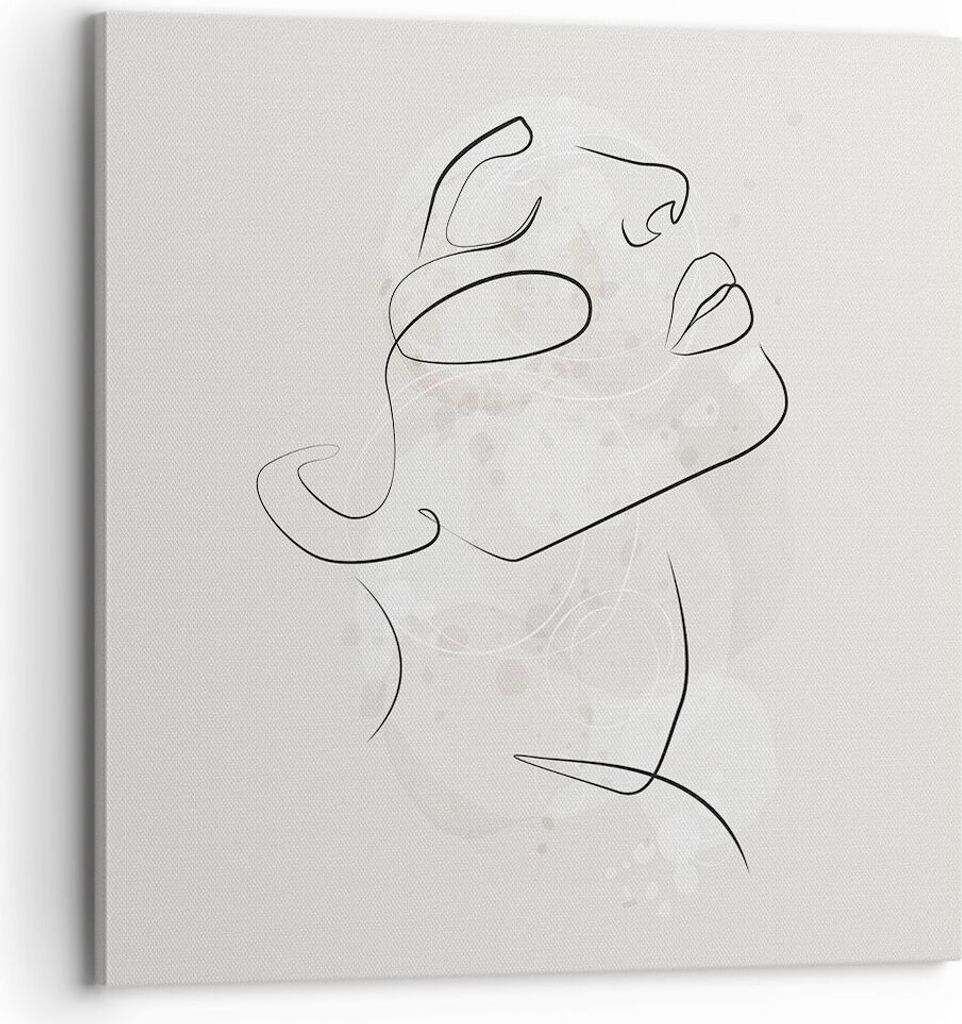 Bild auf Leinwand - Leinwandbild - Einteilig - Gesicht Linie Skizze - 70x70cm - Wand Bild - Wanddeko - Wandbilder - Leinwanddruck - Bilder - Wandde...