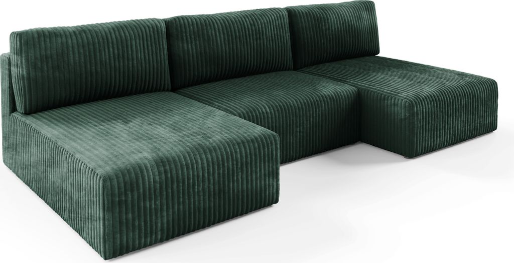 KEF Ecksofa Roma – U-Form – 304x53x185 cm – Liegefläche 132x304 cm – DL-Klappautomatik – Mit Schlaffunktion – Wellenfederung - Tillia 39