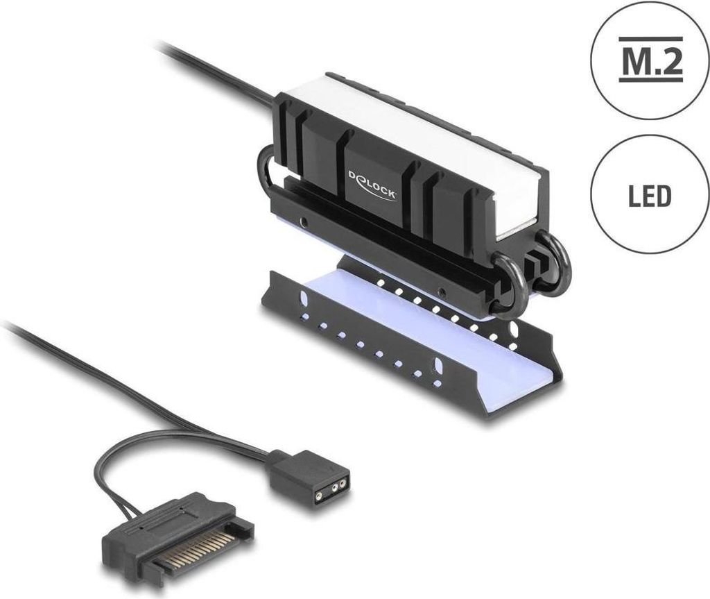 Delock M.2 Kühlkoerper für SSD 2280 mit RGB LED Beleuchtung (18460)