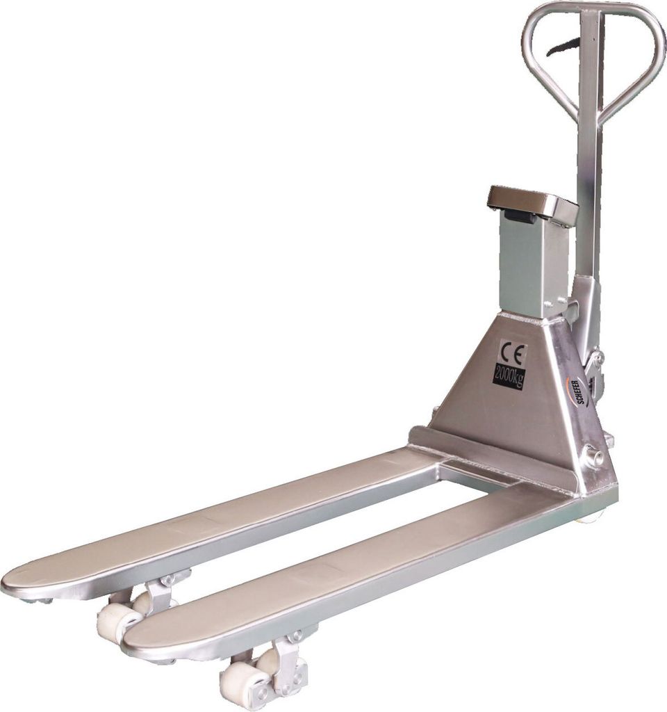 Schefer Gabelhubwagen Premium Edelstahl mit integrierter Produktbild 