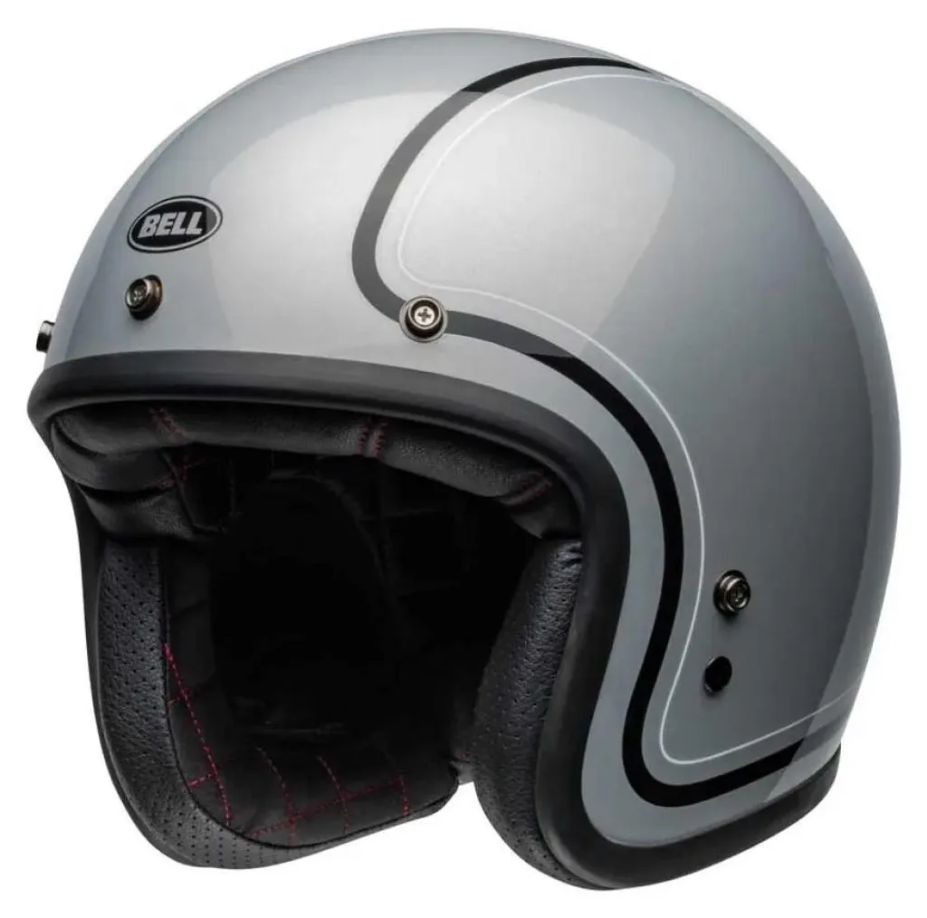 Casque moto jet Bell Custom 500 Chief argent, protection vintage XL