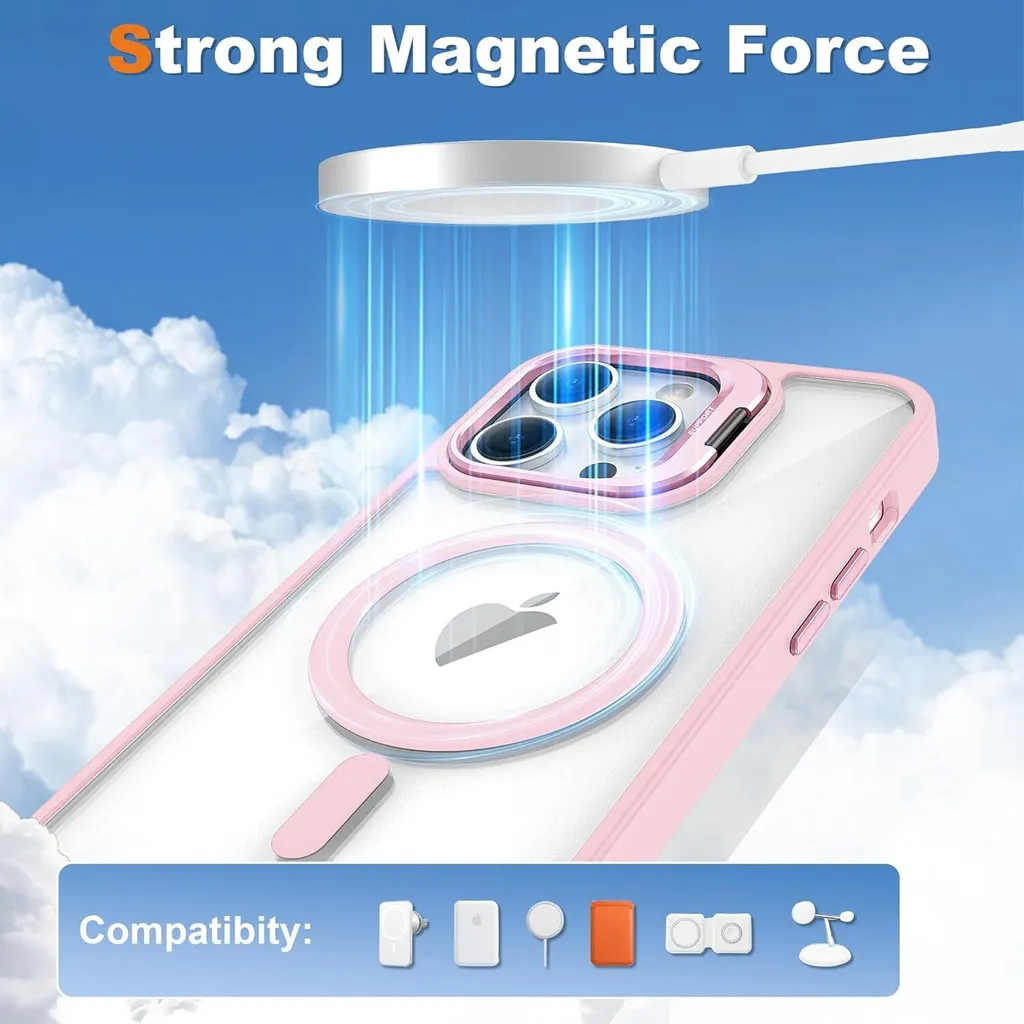 Custodia Magnetica Per IPhone 12 Pro Max - Trasparente Antigiallo Con Anello MagSafe E Protezione Fotocamera - YIX Rose