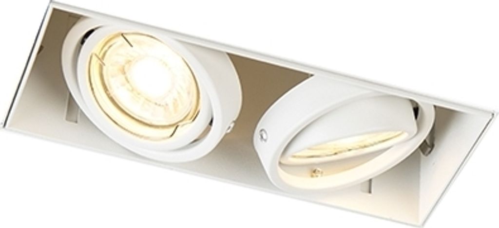 QAZQA - Modern Einbaustrahler weiß dreh- und kippbar, rahmenlos - Oneon 2 I Wohnzimmer I Schlafzimmer - Stahl Rechteckig - LED geeignet GU10