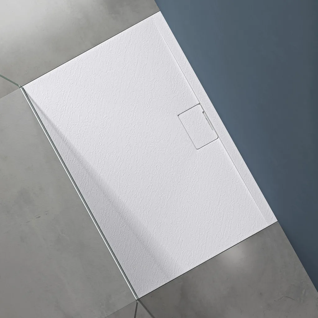 Receveur de Douche 90x120cm Solid Surface Blanc Mat Geoma07 avec Bonde - 3
