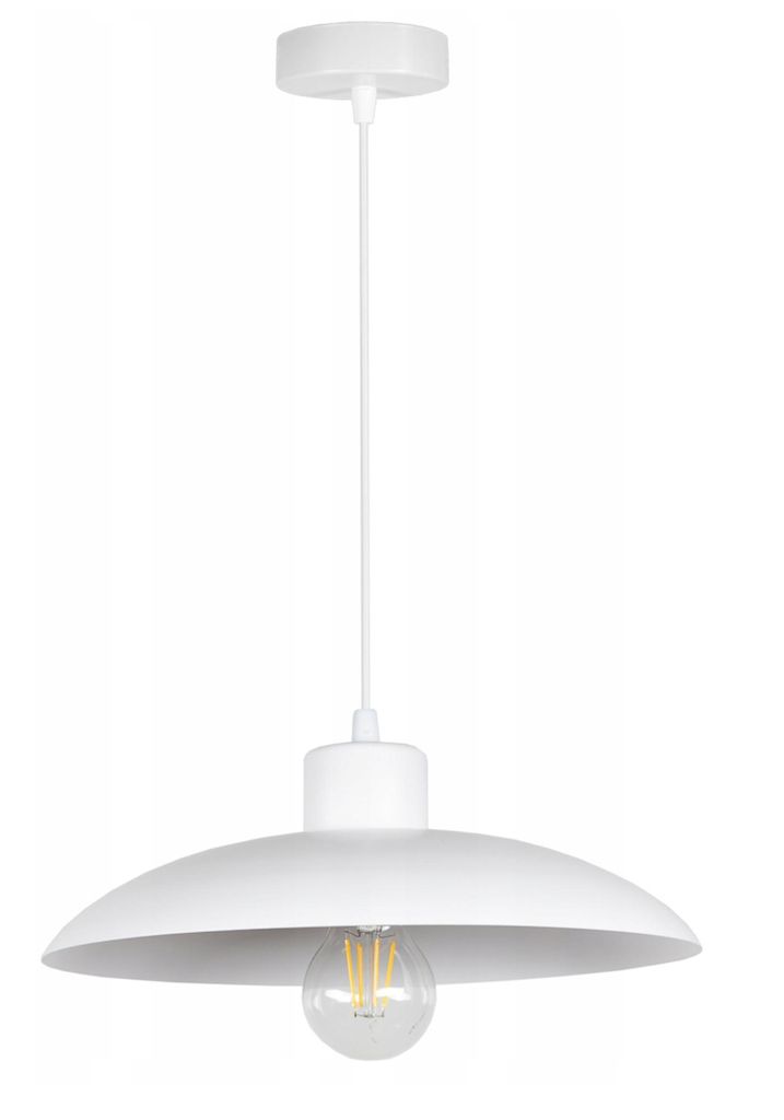 FKL DESIGN Home Deco Hängelampe Hängeleuchte 1-flammig E27 Metall Lampenshirm Lampe aus Serie (Weiß, N700)