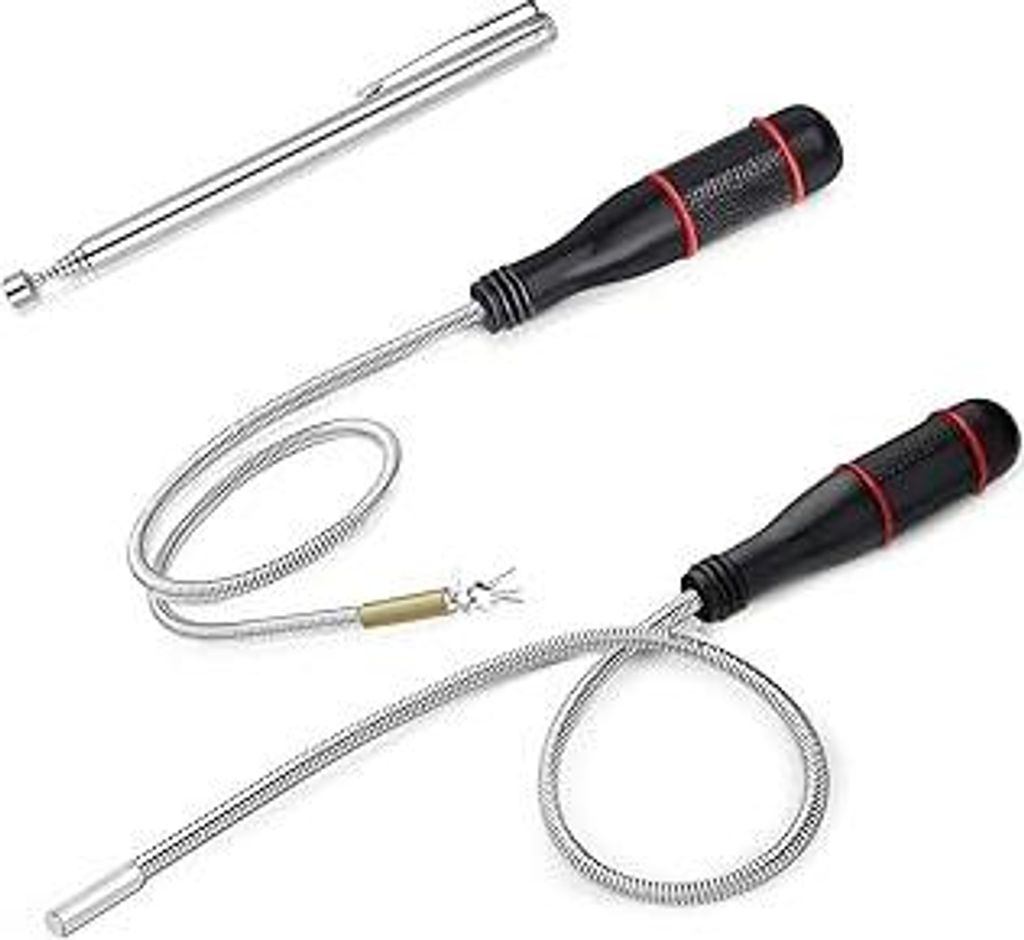 3 Stück Magnetheber Magnetstabgreifer mit 500mm Flexibler Schwanenhals, Tragbares Flexibel Stabmagnet Stark Magnetgreifer mit Ausziehbar Magnetsta...