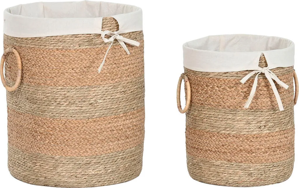 Paniers Tressés en Herbe de Mer Tropicale Crème et Naturelle - 2 Pièces