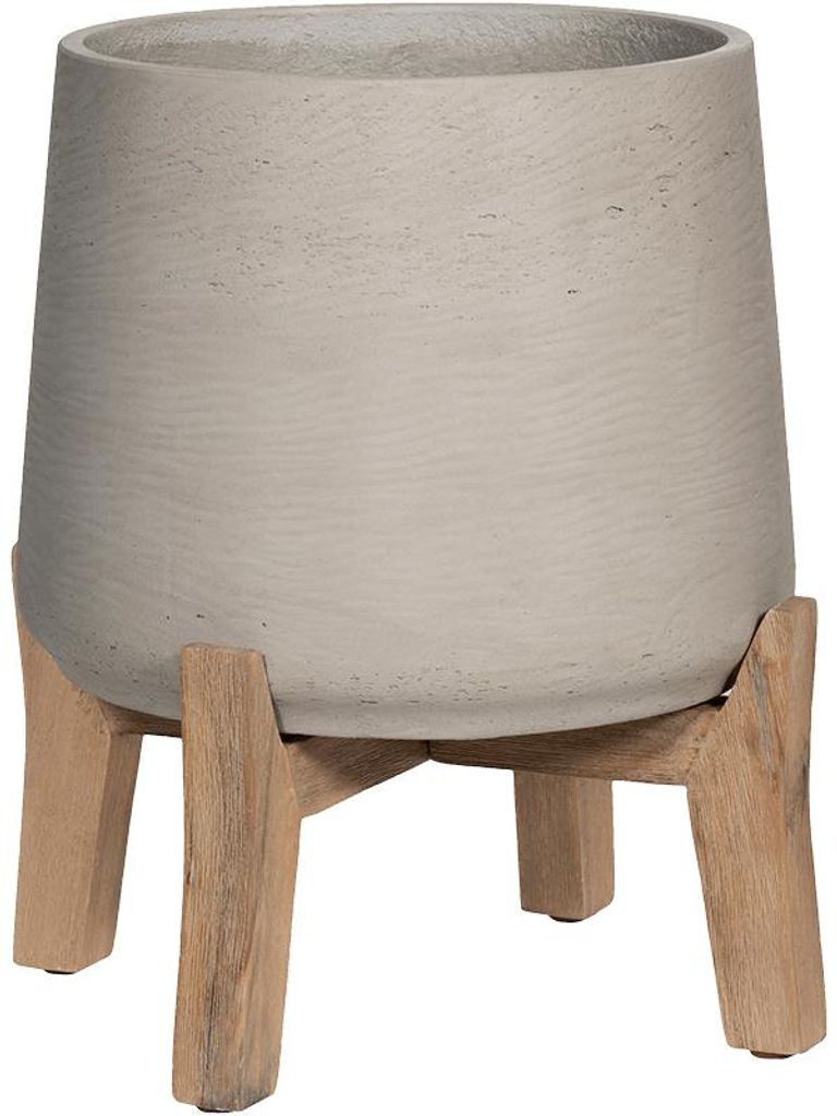 Keramische plantenpot, voet met poten, lage vorm, grijs, Productafbeelding 