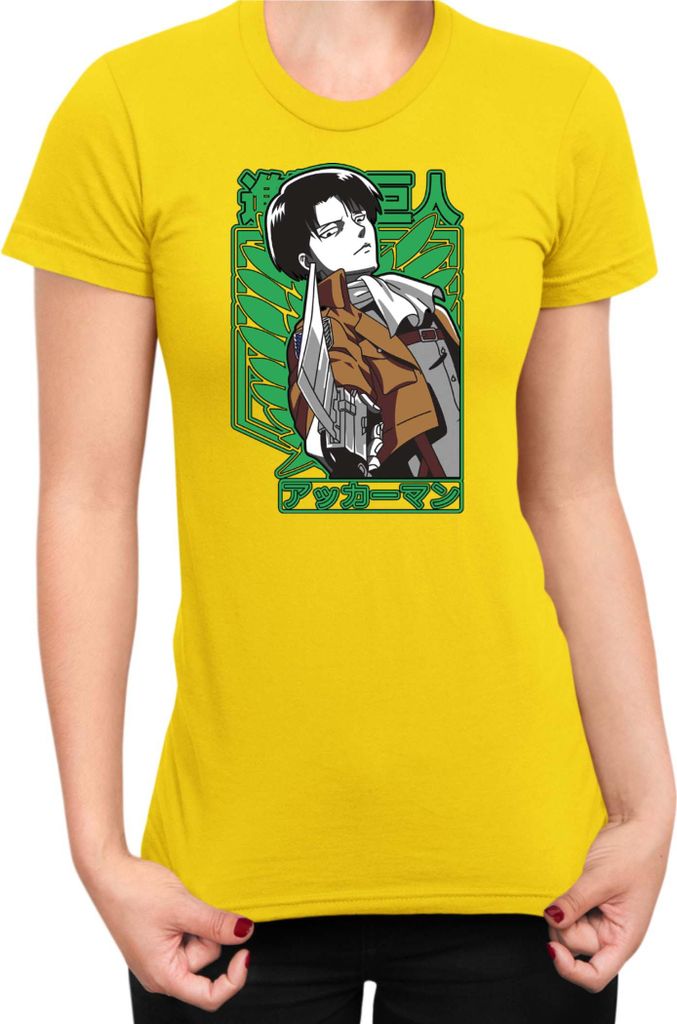 Damen T-Shirt Manga Japan Anime Comics Animation Attack Anime On Titan 15, Lady L / Gelb