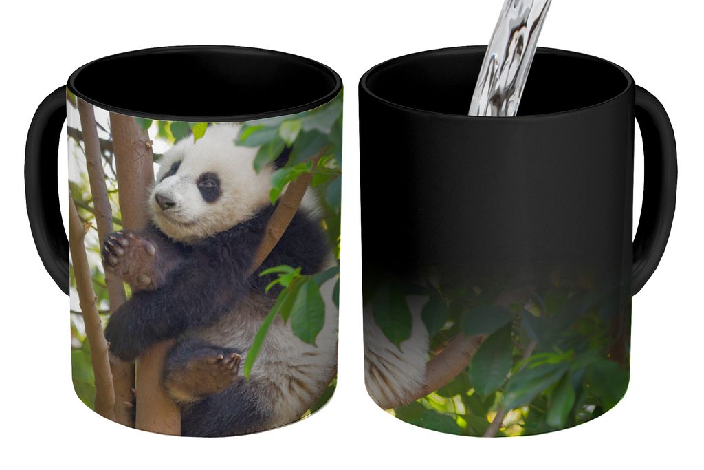 KitchenYeah Zauber Tasse Zaubertasse Magic Panda - Tier - Baum 350 ml Farbwechsel Becher Geschenk Geschenkidee - Magic-Tasse - Fototasse - Kerami...