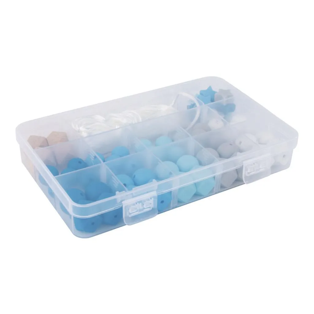 Rangement perles en silicone Bleu de 12 compartiments pour accessoires