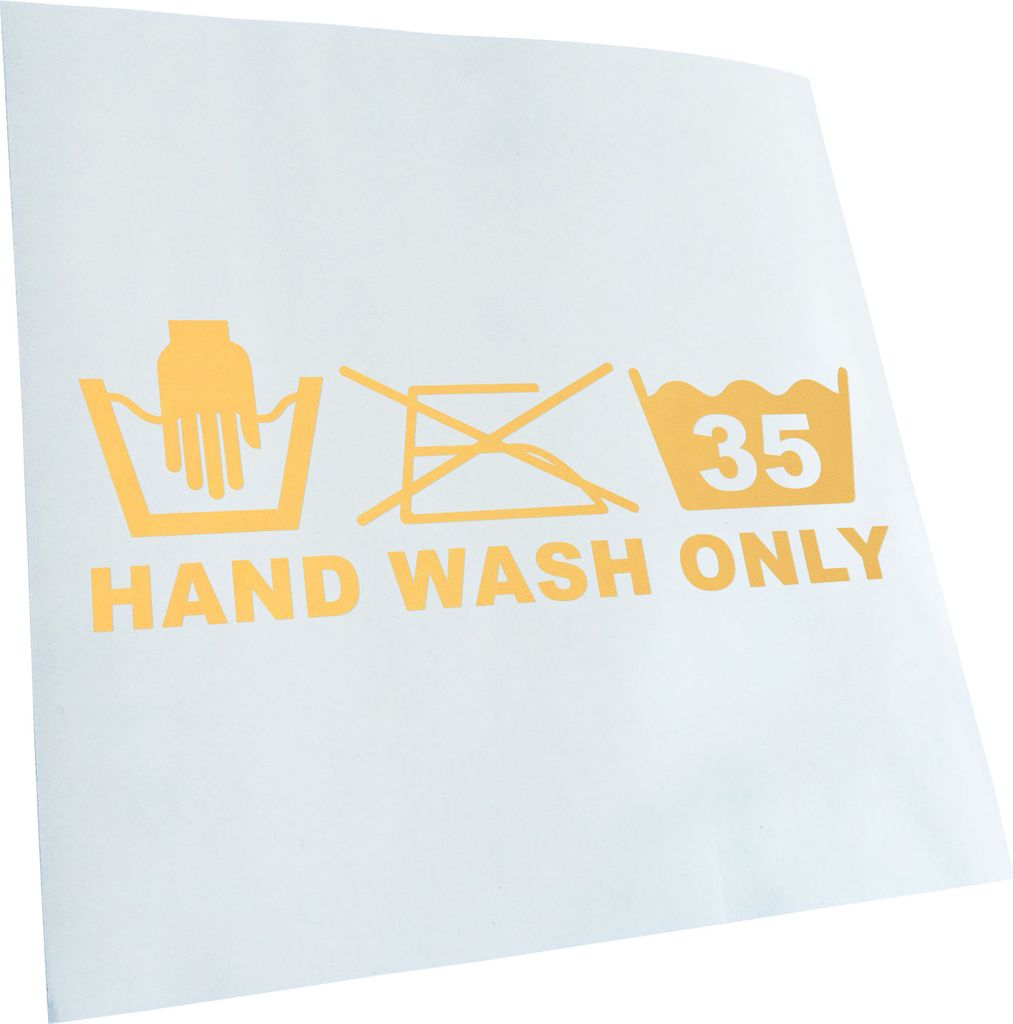 Kiwistar - Autoaufkleber - Hand Wash Only - Gelb - 20x7cm - Aufkleber für Auto, Laptop, Fahrrad, LKW, Motorrad mehrfarbig JDM Decal Racing