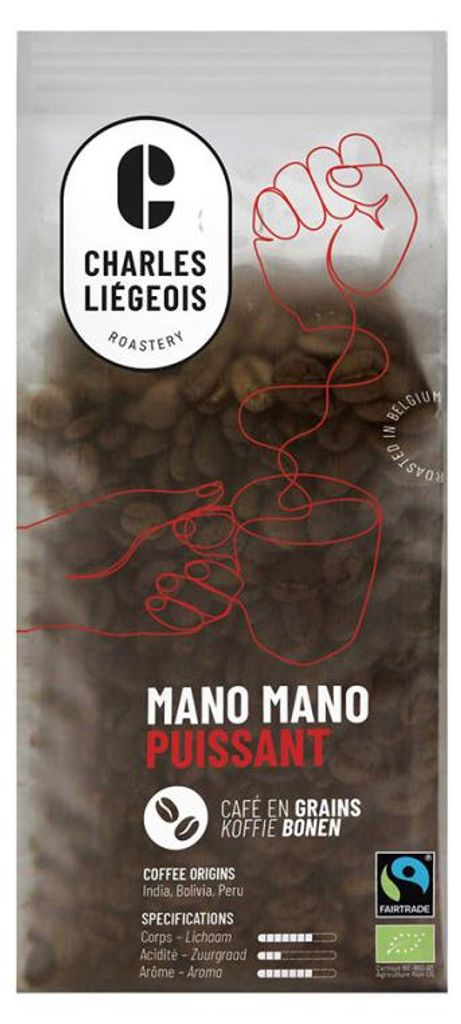 Kaffeebohnen Charles Liégeois Mano Mano Puissant, 250 g Produktbild 