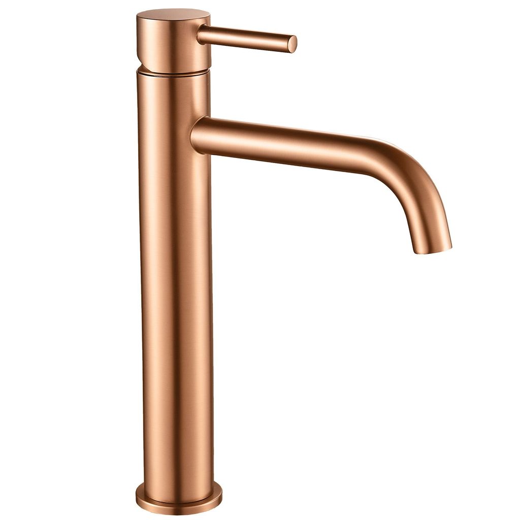 A single copper-colored faucet on a white background.