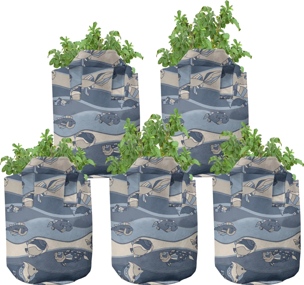 Pots en Tissu Haute Performance 7 Gallons Motif Poisson Bleu - Set de 5