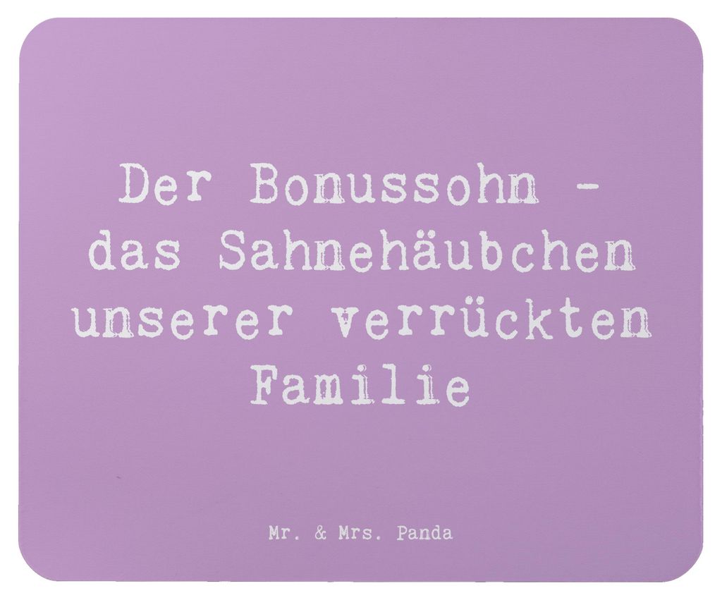 Mr. & Mrs. Panda Mousepad Spruch Der Bonussohn - Lavendeltraum - Geschenk, Mouse Pad, notebook mauspad, Patchworkfamilie, Stiefsohn, persönliche E...