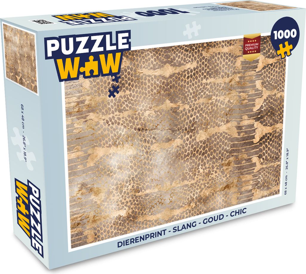 MuchoWow Puzzle 1000 Teile Tiermuster - Schlange - Gold - Schick - Erwachsene - Rätsel