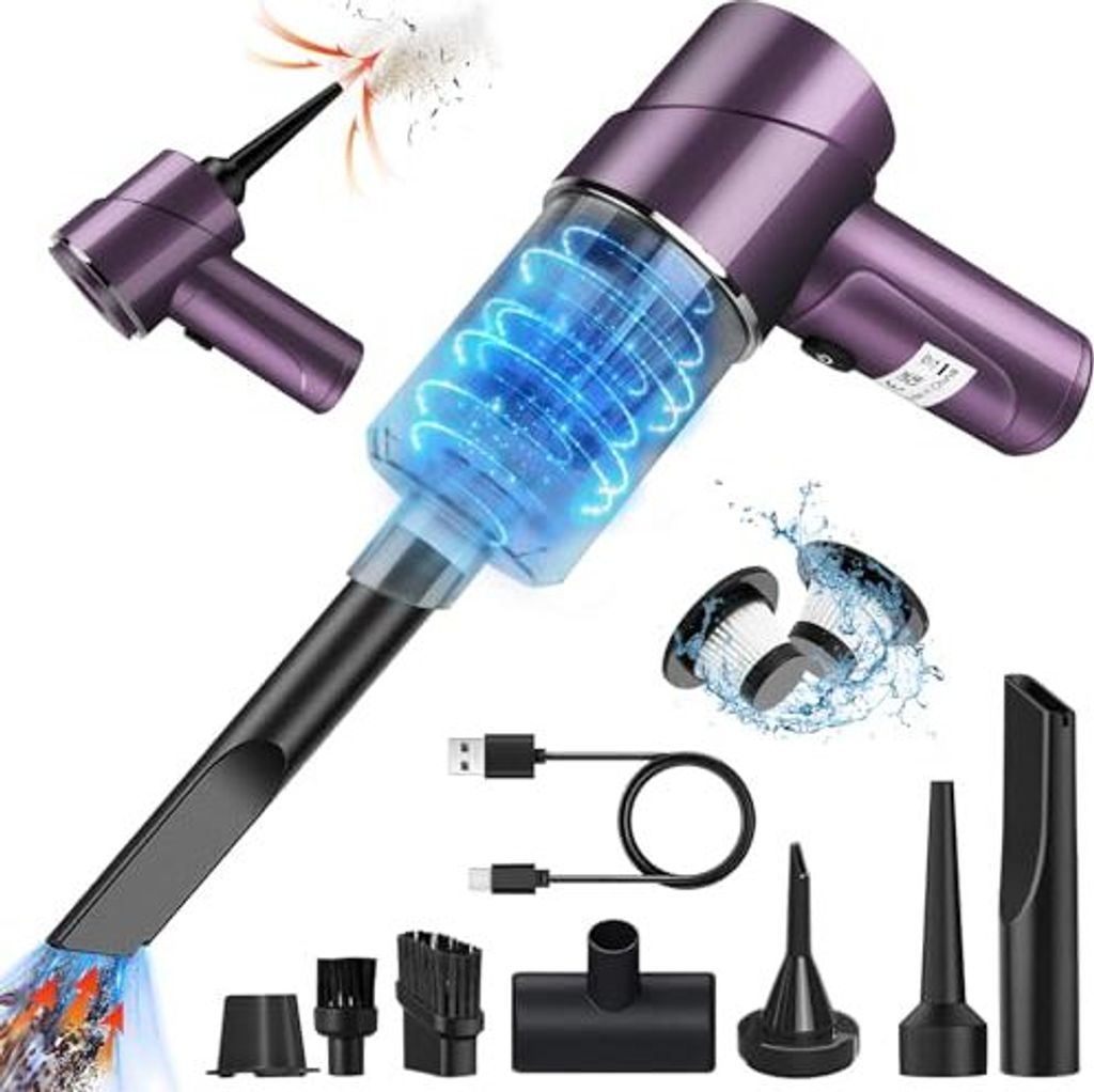 Handstaubsauger Akku Kabellos 9000Pa Mini Staubsauger Auto Wiederaufladbar mit 120W/12V High Power,Schnurlose Blasen & Blasdüsen Bürste,Reinigung...