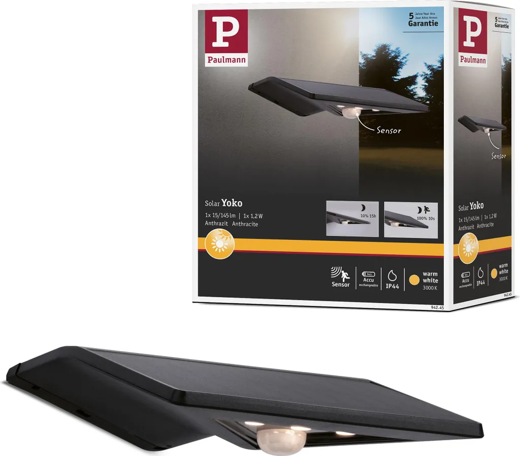 Applique Solaire Numéro de Maison LED Yoko Paulmann avec Capteur Infrarouge