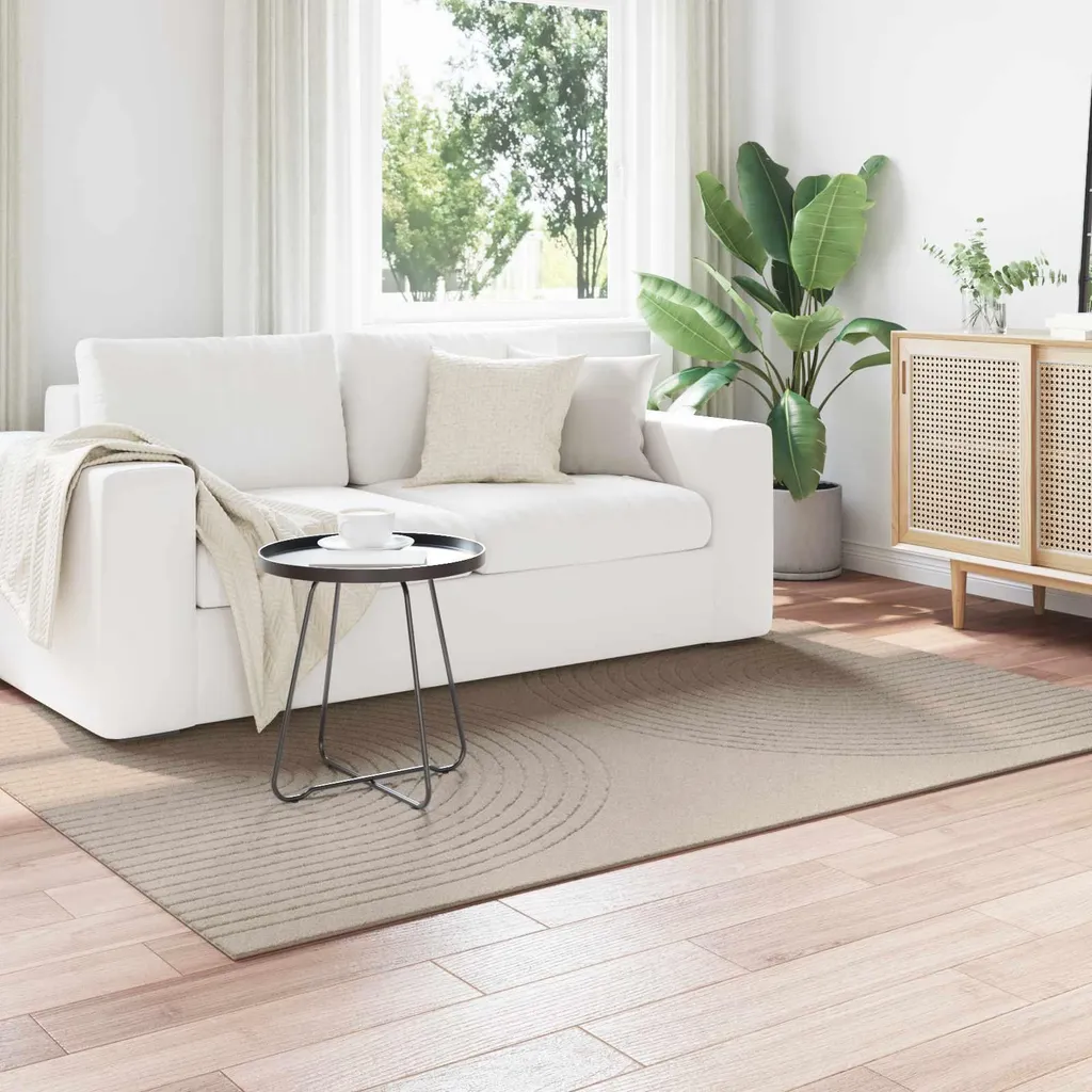 vidaXL Tapis GALATI Beige 200 x 140 cm en Polyester de Haute Qualité
