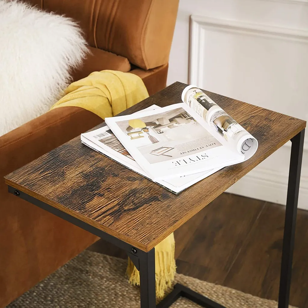 VASAGLE Table d'Appoint Industrielle, Bout de Canapé Stable et Robuste