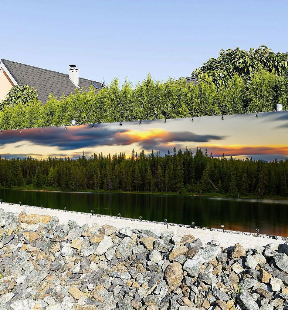 Zaunbanner Sonnenaufgang über dem Herbert See Sichtschutz Garten Zaun