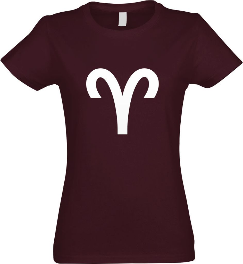 Kiwistar - T-Shirt tailliert - Damen - Burgund - Widder Sternzeichen - mit Motiv Bedruckt - Funshirt Design - Sport - Freizeit - Damen - XXL