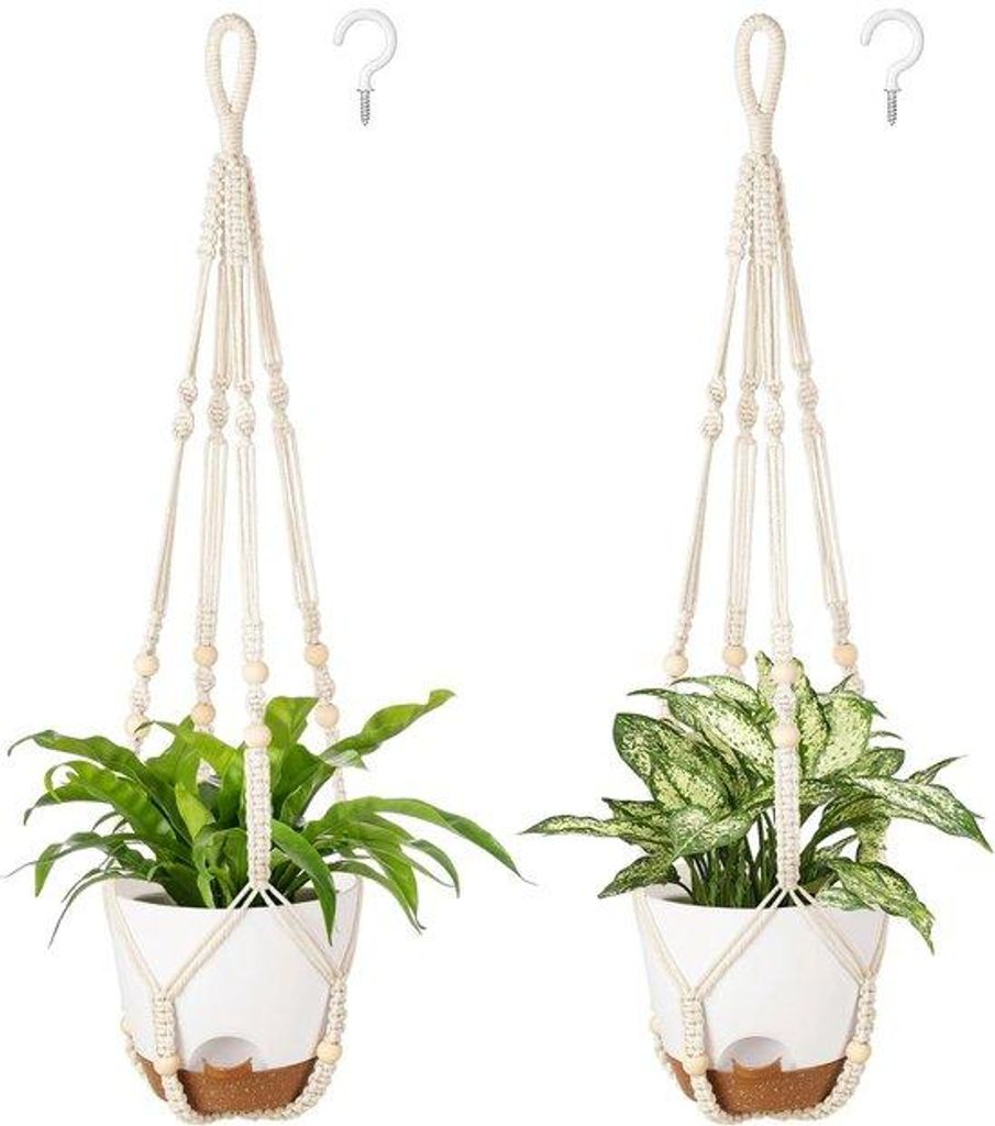 Hängende Pflanzenkübel, Macramé, Selbstbewässernd, 2er Set, Innen