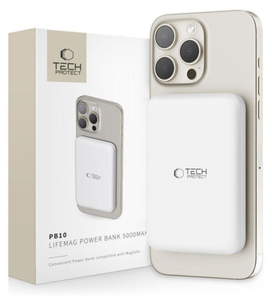 TECH-PROTECT PB10 LIFEMAG MAGSAFE POWERBANK 5000 mAh WEISS Produktbild 