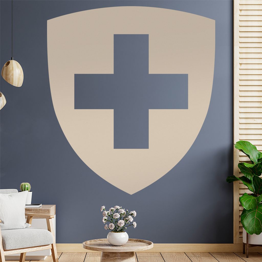Schweiz Wappen Wandtattoo Wandaufkleber Wall Sticker - Dekoration, Küche, Wohnzimmer, Schlafzimmer, Badezimmer