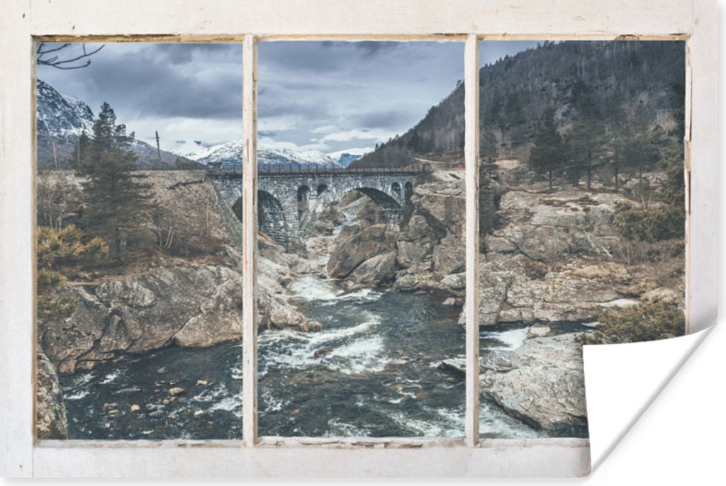 MuchoWow Poster Aussicht - Brücke - Wasser 60x40 cm - Schlafzimmerdekoration