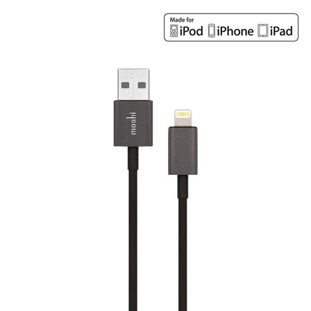 Câble Lightning certifié MFI Moshi noir : fini les erreurs de charge