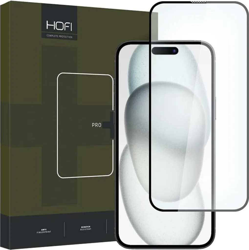 Pellicola Vetro Hofi Glass Pro+ iPhone 15 Nero - Anti-Graffio 9H