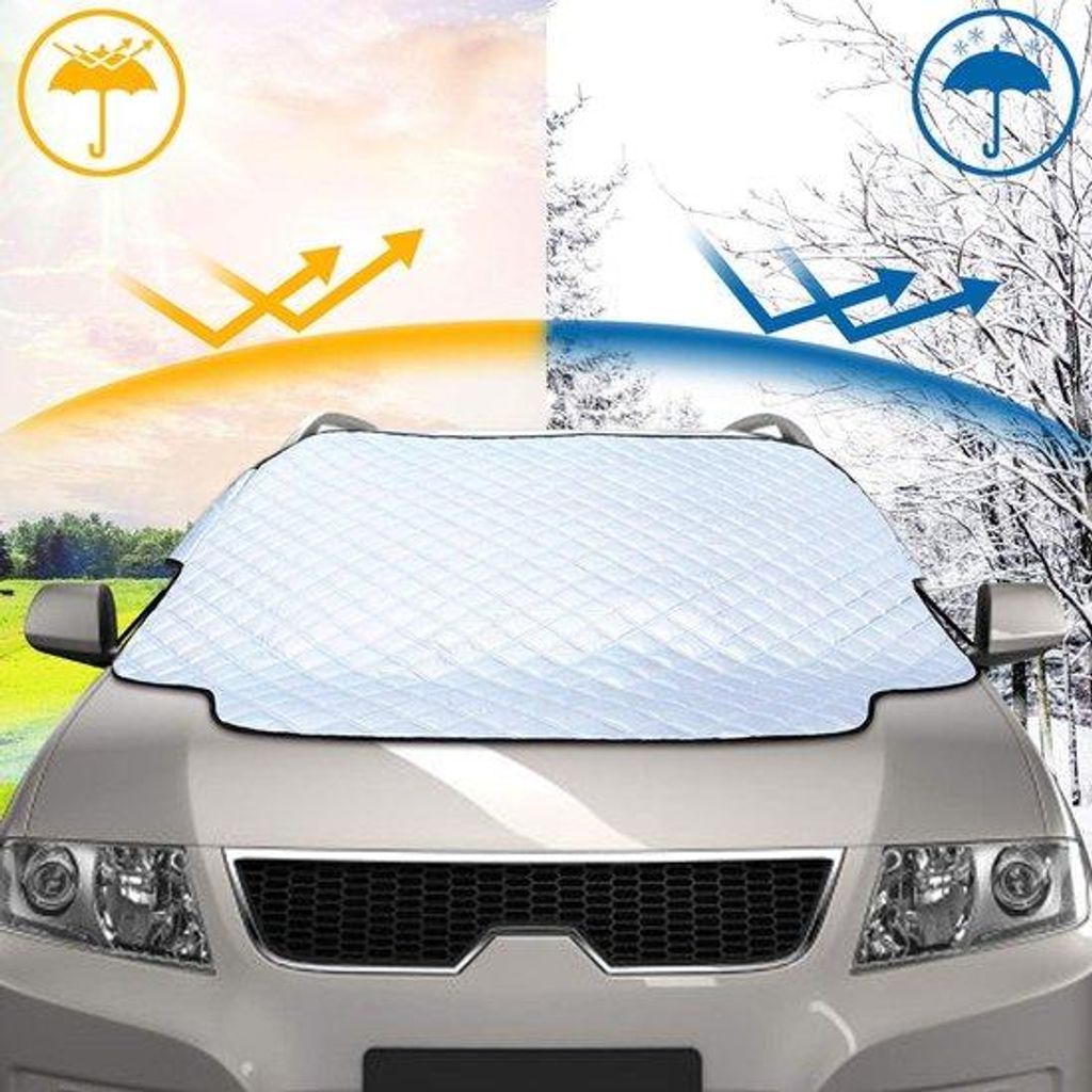 Camping-Vorhau - magnetische Hülle - robust und dick - schützende Frontscheibe - Schneehaube - Winter-Schutz - 4-Lagen - 193 x 126 cm Windschutzs...