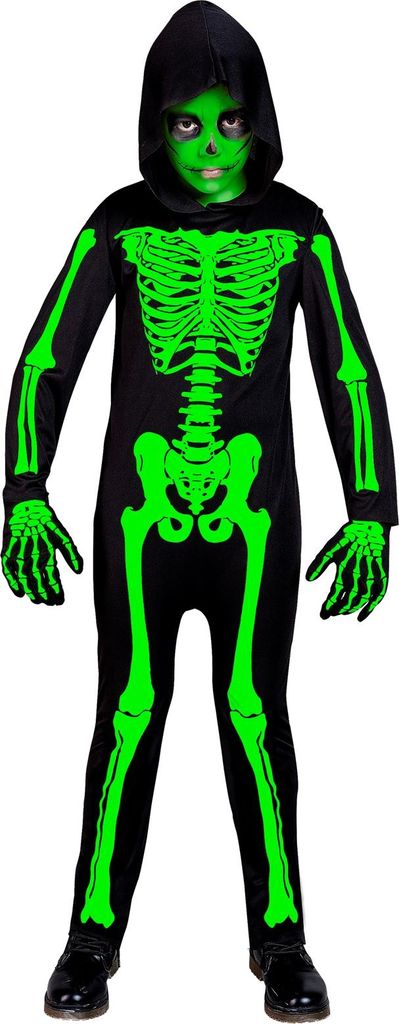 Tuta scheletro nero verde Halloween bambini, taglia:158 Immagine del prodotto 