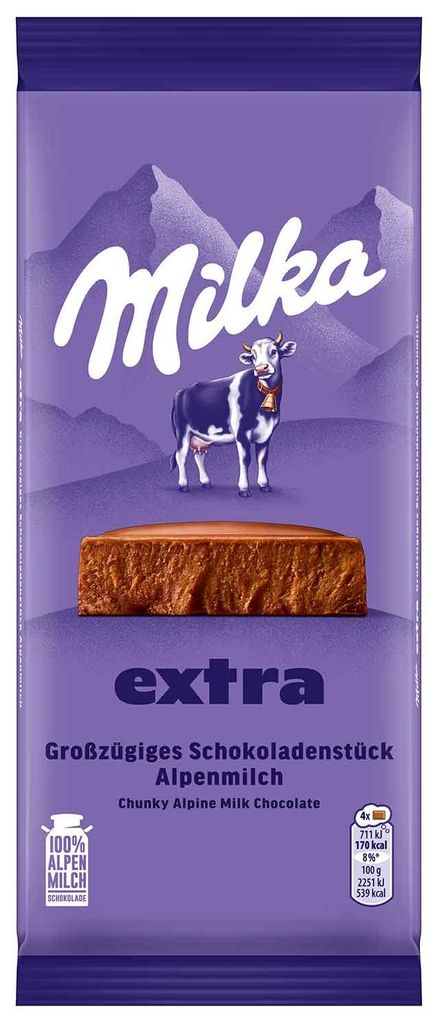 Milka EXTRA Lait des Alpes tablette de chocolat texture Image du produit 