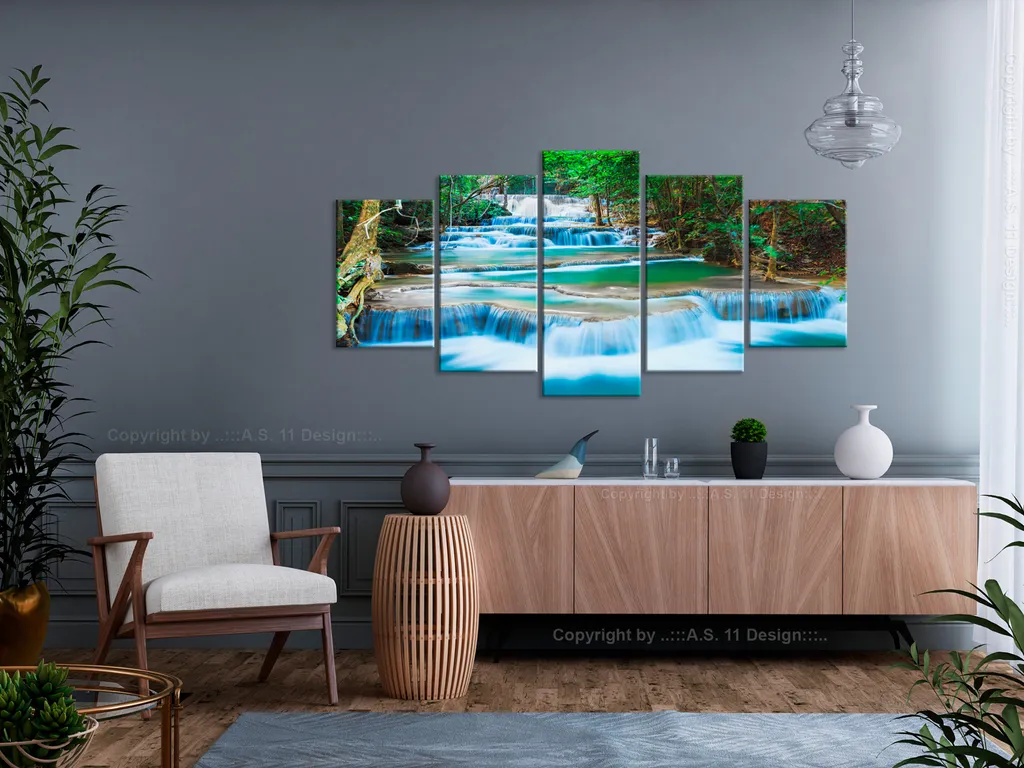 Offerta Quadro Gigante 225x112,5 Cascata Blu TNT - Arredo Thailandia - 5